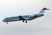 PH-OFN @ EGNT - Fokker 100 on approach to Runway 25 at Newcastle Airport, March 2012. - by Malcolm Clarke