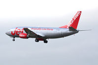 G-CELY @ EGNT - Boeing 737-377 on approach to Runway 25 at Newcastle Airport, March 2012. - by Malcolm Clarke