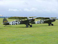 G-AKAZ @ EGSU - Even Piper Cubs line up