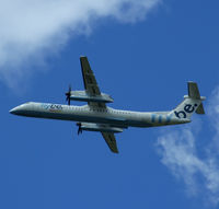 G-JEDV @ EGPH - Flybe Dash 8 departs runway 24 - by Mike stanners