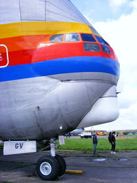 F-BTGV @ X3BR - Aero Spacelines 377SGT Super Guppy Turbine preserved at Bruntingthorpe - by Chris Hall