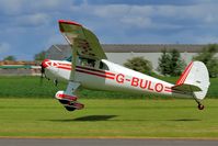 G-BULO @ BREIGHTON - Dipping his starboard wing into the strong crosswind on take off - by glider