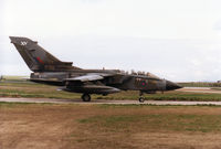 ZA612 @ EGQS - Tornado GR.1 of 15[Reserve] Squadron taxying to Runway 05 at RAF Lossiemouth in April 1996. - by Peter Nicholson