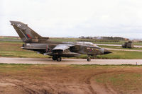 ZA595 @ EGQS - Tornado GR.1 of 15[Reserve] Squadron taxying to Runway 05 at RAF Lossiemouth in April 1996. - by Peter Nicholson
