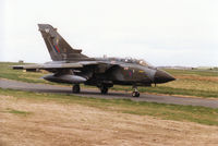 ZA601 @ EGQS - Tornado GR.1 of 15[Reserve] Squadron taxying to Runway 05 at RAF Lossiemouth in April 1996. - by Peter Nicholson