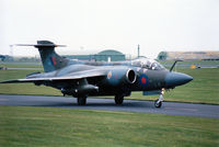 XT288 @ EGQS - Buccaneer S.2B of 12 Squadron taxying to Runway 05 at RAF Lossiemouth in May 1990. - by Peter Nicholson