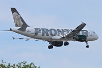 N206FR @ ORD - Frontier Airlines Airbus A320-214, FFT8545 arriving from Cancun Int'l /MMUN, RWY 10 approach at O'Hare. - by Mark Kalfas