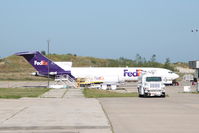 N235FE @ KCID - On the FedEx ramp, as seen from PS Air