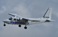 G-HEBI @ EGEO - Hebridean Air Services B-N Islander G-HEBI approaches Oban with a service from Tiree and Coll. - by Jonathan Allen