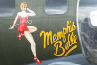 G-BEDF @ EGSU - Memphis Belle nose art on the starboard side - by Chris Hall