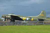 G-BEDF @ EGSU - Sally B was used in the film Memphis Belle as one of 5 flying B-17s needed for various film scenes, and it was used to replicate the real Memphis Belle in one scene. Half of the aircraft is still in the Memphis Belle livery - by Chris Hall