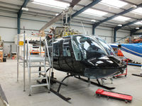 G-OMDR @ EGBS - inside the Tiger Helicopter's Hangar at Shobdon Airfield, Herefordshire - by Chris Hall