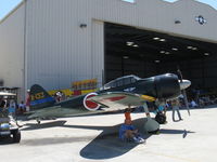 N712Z @ CMA - 1942 Mitsubishi A6M ZERO-SEN (ZEKE), P&W R-1820 Double Wasp 1.130 Hp upgrade for original Nakajima Sakai, at CAF ramp - by Doug Robertson