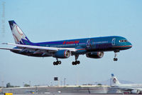 N904AW @ KPHX - 757 wearing Arizona Diamondbacks color-scheme about to touch down at PHX in June 1996 - by John Meneely