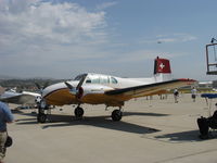 N207AF @ CMA - 1955 Beech C50 TWIN BONANZA 'Pegasus', two Lycoming GO-480-F1A6 275 Hp each geared engines. Swiss flag marking. - by Doug Robertson