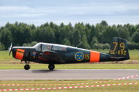 SE-KVZ @ ESKD - Saab Safir landing at Dala-Järna airfield, Sweden. - by Henk van Capelle