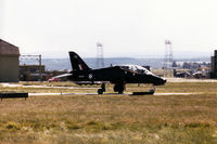 XX314 @ EGQS - Hawk T.1A of 208 Squadron taxying to the active runway at RAF Lossiemouth in the Summer of 1995. - by Peter Nicholson
