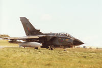 ZD716 @ EGQS - Tornado GR.1 of the Strike Attack Operational Evaluation Unit at Boscombe Down taxying to Runway 05 at RAF Lossiemouth in the Summer of 1995. - by Peter Nicholson