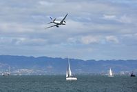 N212UA - United 777 Taking A Low Pass Inside San Francisco Bay Airspace -- Practicing for SF's Fleet Week Airshow - by Chris A Rivers