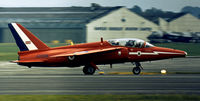 XR991 @ EGCD - Gnat T.1 of the Red Arrows aerobatic display team at the 1973 Woodford Airshow. - by Peter Nicholson