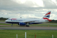 G-DBCC @ EGCC - British Airways Airbus A319-131 G-DBCC taxiing at Manchester Airport. - by David Burrell