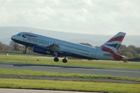 G-DBCE @ EGCC - British Airways Airbus A319-131 taking off from Manchester Airport. - by David Burrell