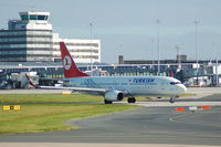 TC-JFV @ EGCC - Turkish Airlines TC-JFV Boeing 737-8F2 taxxing at Manchester Airport. - by David Burrell
