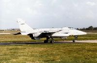 XZ381 @ EGQS - Jaguar GR.1A of 6 Squadron at RAF Coltishall taxying to Runway 05 at RAF Lossiemouth in September 1993. - by Peter Nicholson