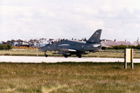 XX348 @ EGQS - Hawk T.1A of 208 [Reserve] Squadron preparing for take-off on Runway 05 at RAF Lossiemouth in the Summer of 1995. - by Peter Nicholson