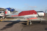 G-YKYK @ EGSX - 1998 Aerostar YAK-52, c/n: 9812106 at North Weald - by Terry Fletcher