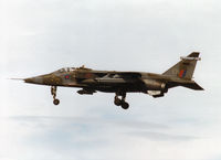 XZ396 @ EGQS - Jaguar GR.1A, callsign Blackcat 1, of 6 Squadron at RAF Coltishall on final approach to Runway 23 at RAF Lossiemouth in the Summer of 1997. - by Peter Nicholson