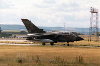 ZA411 @ EGQS - Tornado GR.1 of 617 Squadron taxying to Runway 23 at RAF Lossiemouth in the Summer of 1994. - by Peter Nicholson