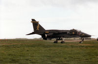 XX116 @ EGQS - Jaguar GR.1A of 16[Reserve] Squadron taxying to Runway 05 at RAF Lossiemouth in the Summer of 1995. - by Peter Nicholson