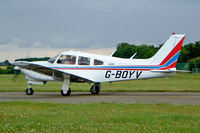 G-BOYV @ EGBP - Piper PA-28R-201T Turbo Cherokee Arrow III [28R-7703014] Kemble~G 11/07/2004. Taxiing out for departure. - by Ray Barber