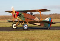 G-BNAI @ EGFH - Visiting Boredom Fighter coded 5 in the markings of the WWI 94th Aero (Pursuit) Squadron, US Army Air Service. - by Roger Winser