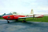 XP558 @ EGDR - BAC Jet Provost T.4 [Unknown] RNAS Culdrose~G 16/07/1976. Nose section only now preserved in a private collection in Scotland. Shown here in Macaws scheme. Image taken from a slide. - by Ray Barber