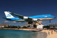 PH-BFB @ SXM - Over famous Maho Beach - by Wolfgang Zilske