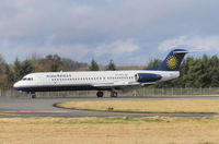 9A-BTD @ EGPH - Sun Adria Fokker 100 lands on runway 24 - by Mike stanners