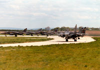 XX748 @ EGQS - Jaguar GR.1 of 54 Squadron at RAF Coltishall leading Boxer flight in readiness for take-off from Runway 05 at RAF Lossiemouth in the Summer of 1997. - by Peter Nicholson
