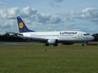 D-ABEU @ EGPH - Lufthansa B737-300 on taxiway bravo 1 - by Mike stanners