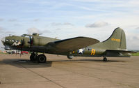 G-BEDF @ EGSU - Painted as 124485/Sally B. Currently the only flying B-17 in Europe. - by Howard J Curtis