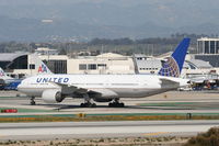 N798UA @ KLAX - United Airlines Boeing 777-222,  UAL935 arriving from London- EGLL, off of 25R on TWY P KLAX. - by Mark Kalfas