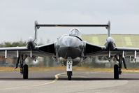 G-CVIX @ EGHH - Loads of heat haze as the only flying Sea Vixen in the World taxies out. - by Howard J Curtis