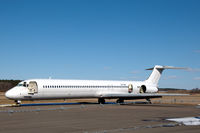 SE-RBE @ ESSP - MD-82 parked at Norrköping Kungsängen airport, Sweden. The engines have been removed and it is being used as a source for spares and will eventually be scrapped. - by Henk van Capelle
