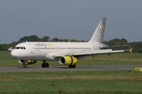 EC-LRA @ LFRB - Airbus A320-232, Vueling Airlines, Reverse thrust landing rwy 25L, Brest-Bretagne Airport (LFRB-BES) - by Yves-Q