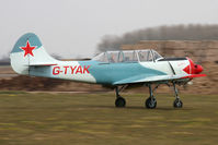G-TYAK @ EGBR - Bacau Yak-52 at The Real Aeroplane Club's Spring Fly-In, Breighton Airfield, April 2013. - by Malcolm Clarke
