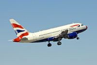 G-EUNB @ EGLC - 2009 Airbus A318-112, c/n: 4039 departing London City - by Terry Fletcher
