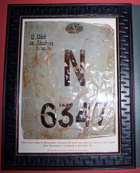 N-6347 @ DWF - The German pilot who shot down John Wannamaker's Nieuport 28 took this fabric fragment with the plane's serial number as a war trophy.  Wannamaker retrieved the artifact and donated it to the National Museum of the Air Force. - by Daniel L. Berek