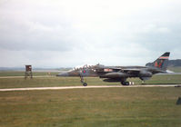 XX847 @ EGQS - Jaguar T.2A of 41 Squadron at RAF Coltishall taxying to the ramp at RAF Lossiemouth in the Summer of 1991. - by Peter Nicholson