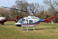G-BZEE @ EGBC - Agusta-Bell AB.206B Jet Ranger II [8554] (Elite Helicopters) Cheltenham Racecourse~G 14/03/2012. Full shot including rotor blades. - by Ray Barber